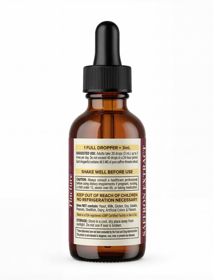 Alcohol-Free Premium Saffron Extract (Made With Pure Saffron Threads)
