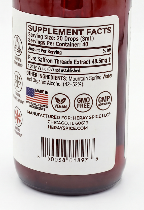 Premium Saffron Extract Tincture (Made With Pure Heray Saffron Threads)
